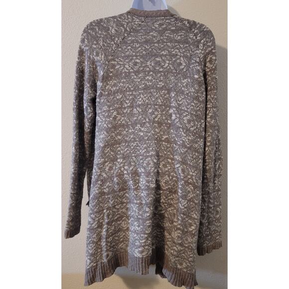 LA Hearts Gray White Open Front Knit Cardigan Sweater Large Raglan Long Sleeves - Picture 2 of 5